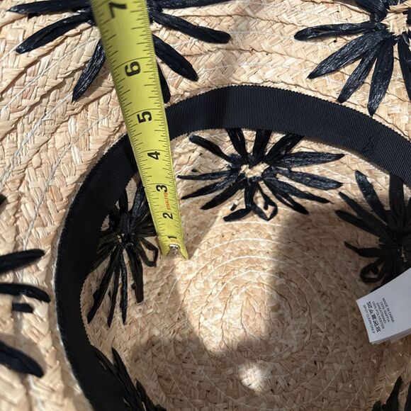 Kate Spade Raffia Daisy Flower Bucket Hat Sunhat Black/ Natural One Size - Picture 7 of 8